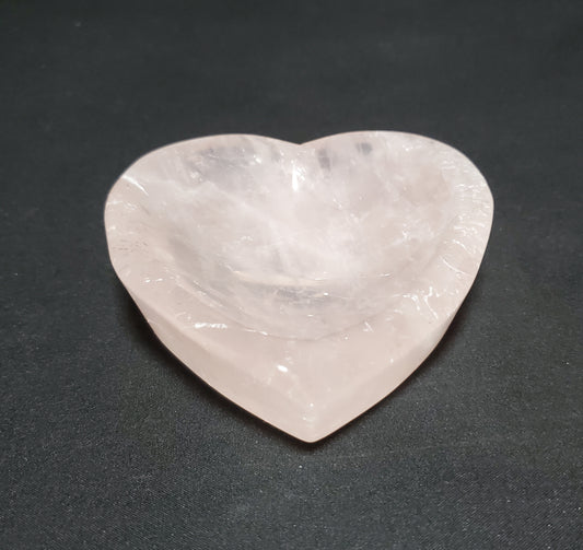 Rose Quartz Heart Bowl Carving #