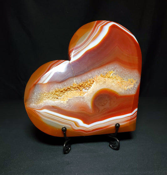 Druzy Carnelian Heart Carving