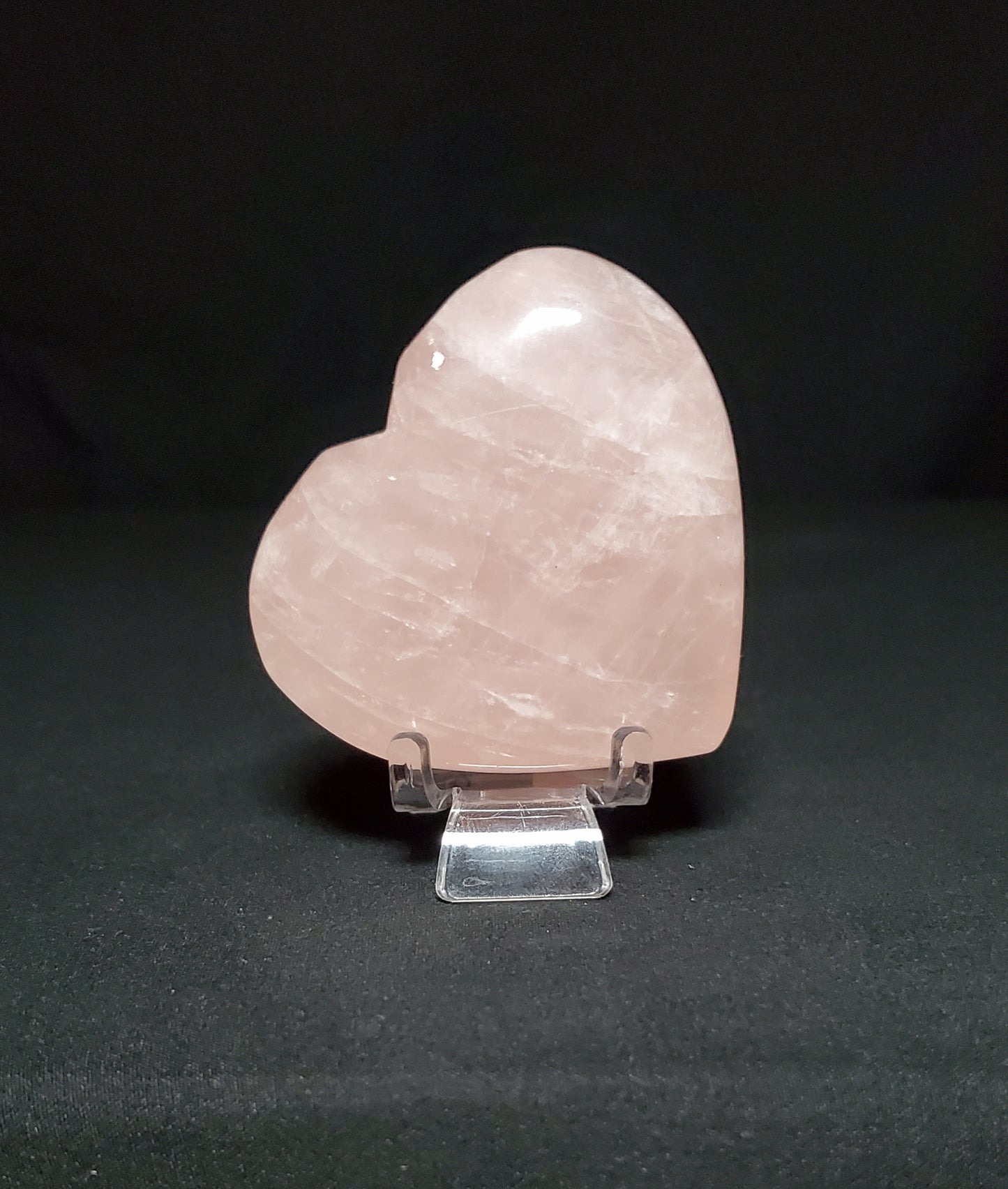 Rose Quartz Heart Carving with Rainbow