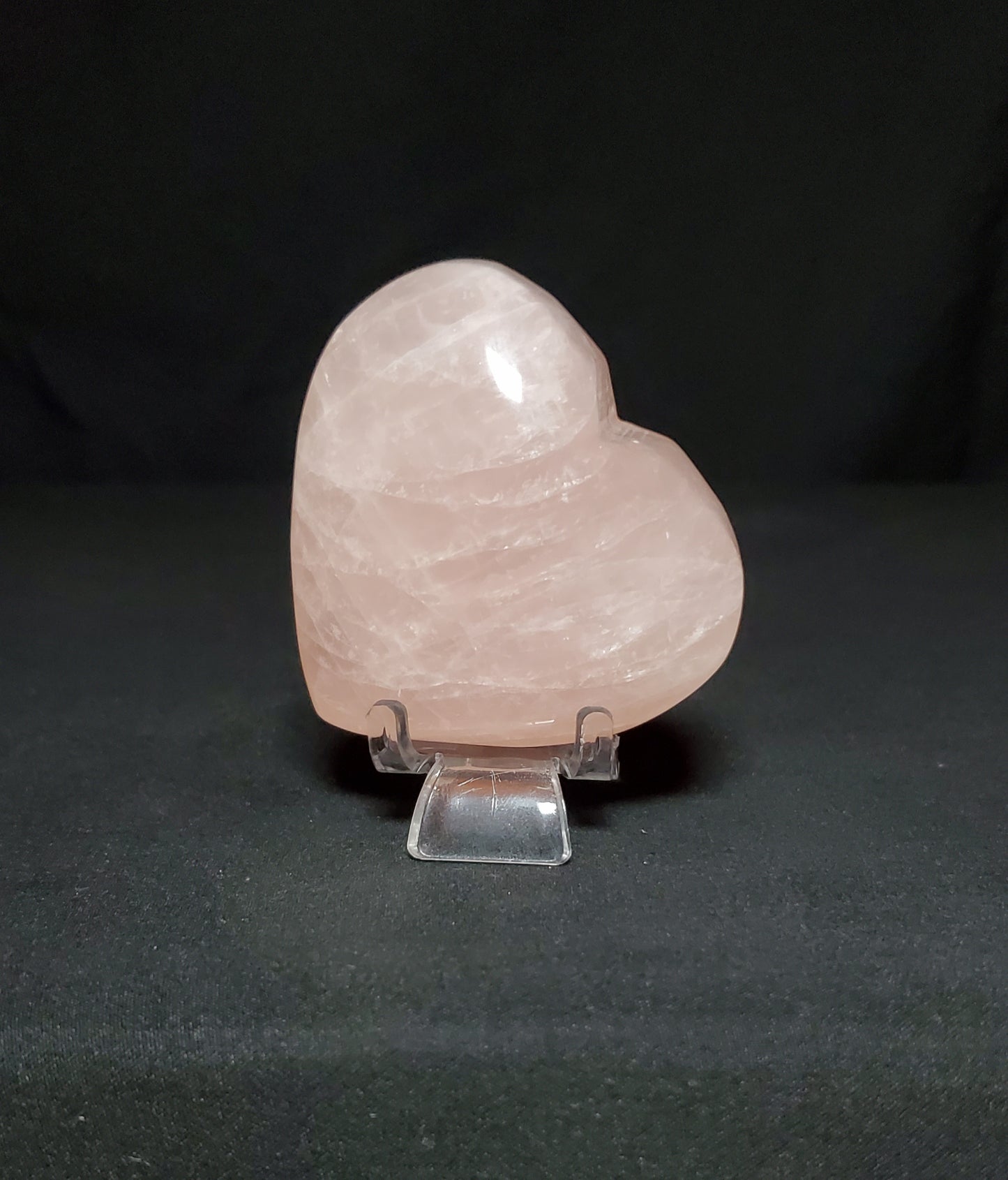 Rose Quartz Heart Carving with Rainbow