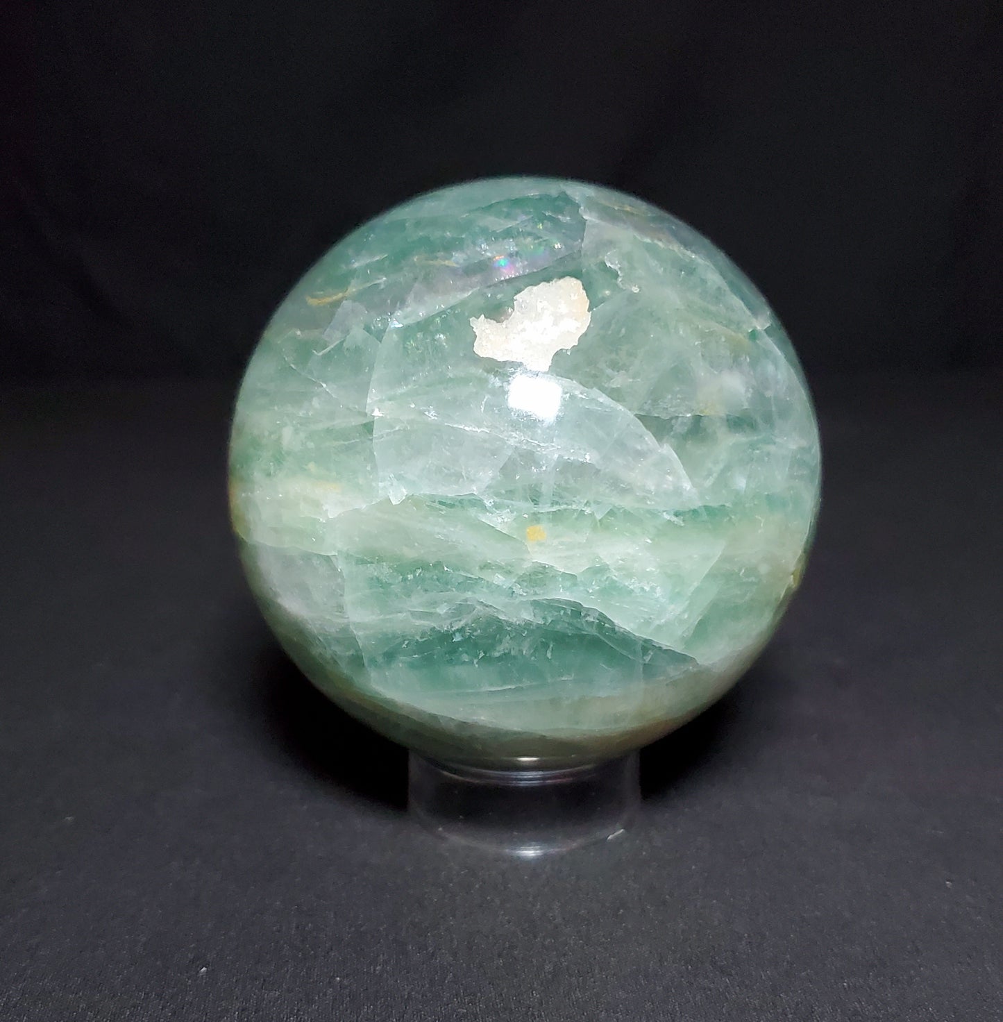 Green Fluorite Sphere with Rainbow #