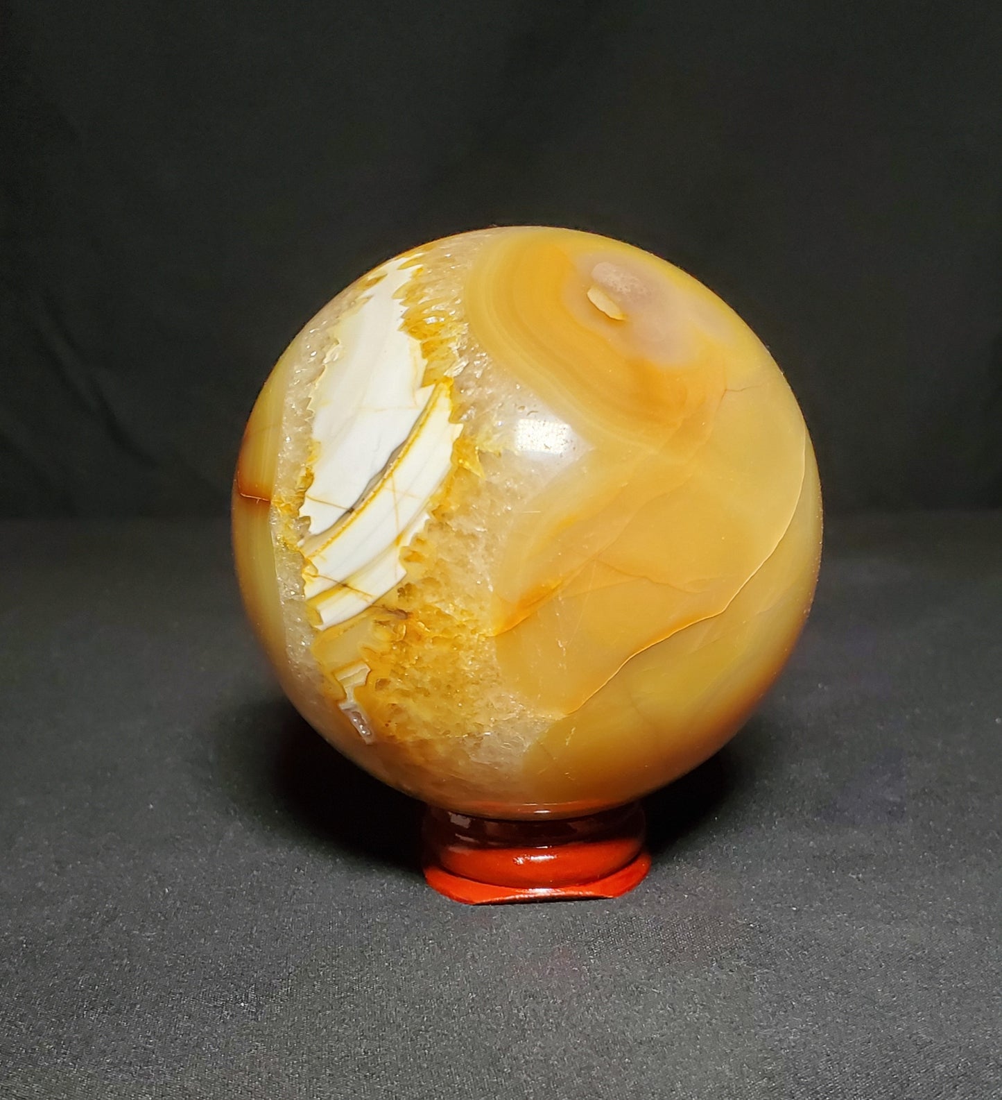 Druzy Agate Sphere With Wood Holder