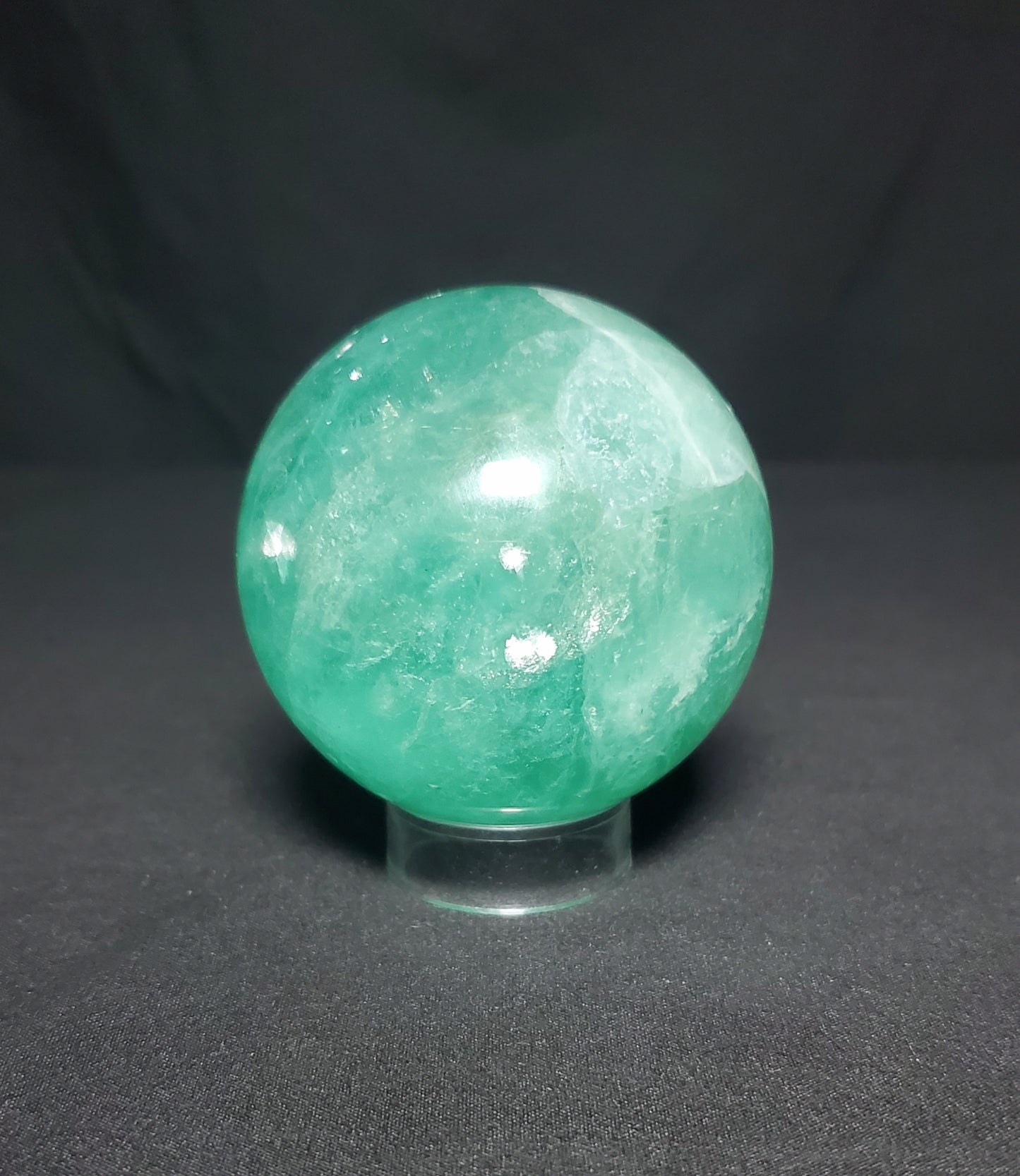 Green Fluorite Sphere with Rainbow #