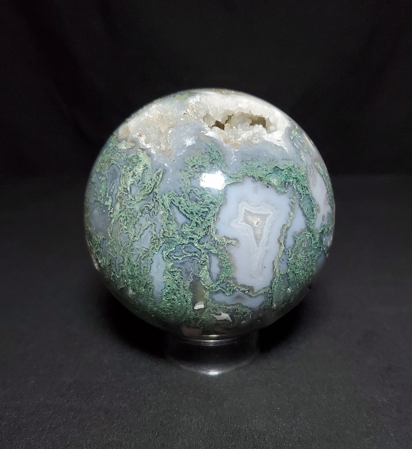 Druzy Moss Agate Sphere #