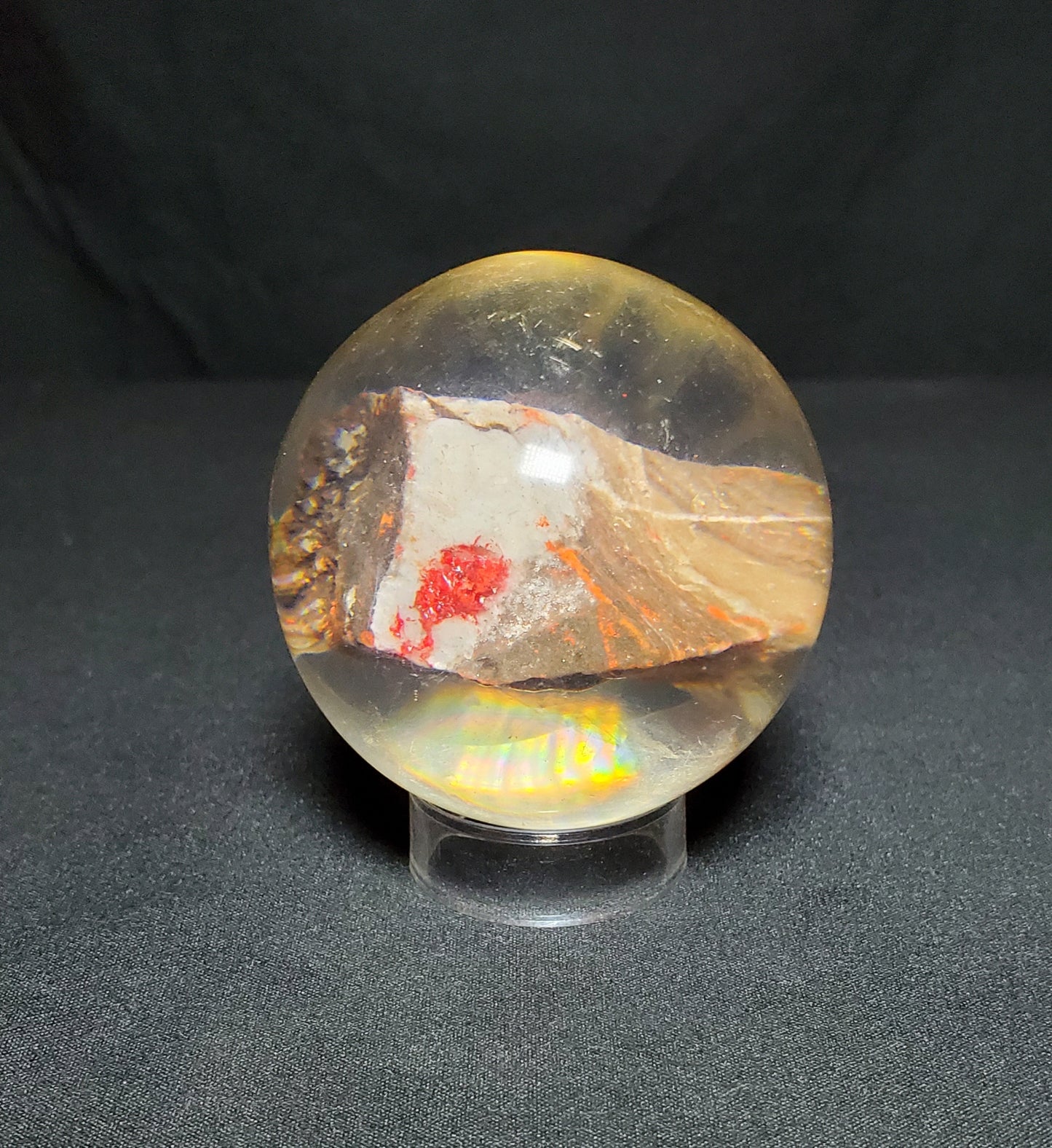 Cinnabar Freeform within Resin Sphere