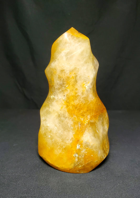 Golden Healer Quartz Flame Carving #