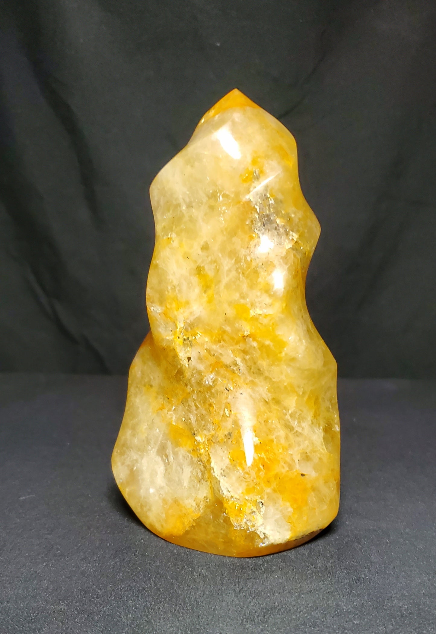 Golden Healer Quartz Flame Carving #