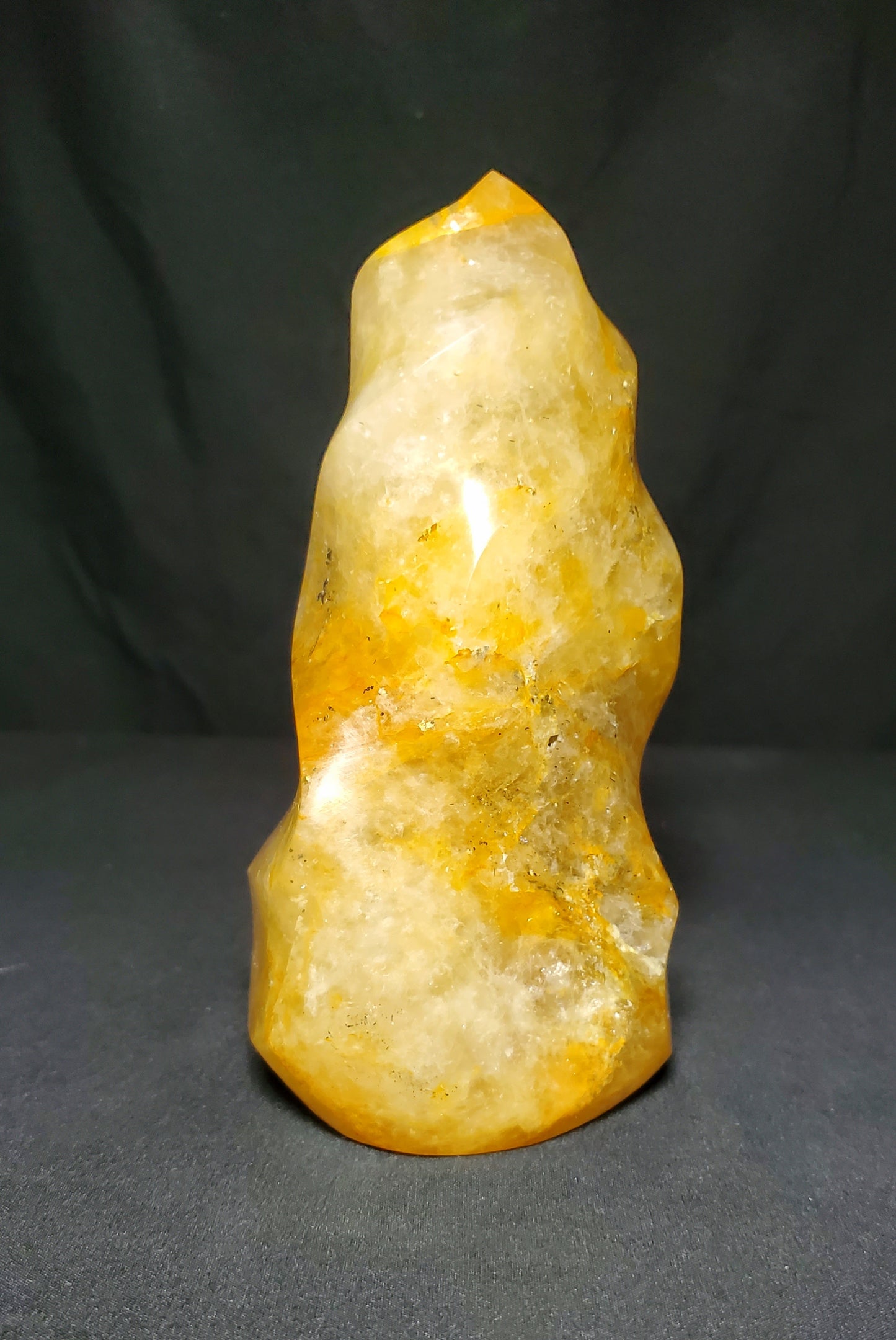 Golden Healer Quartz Flame Carving #