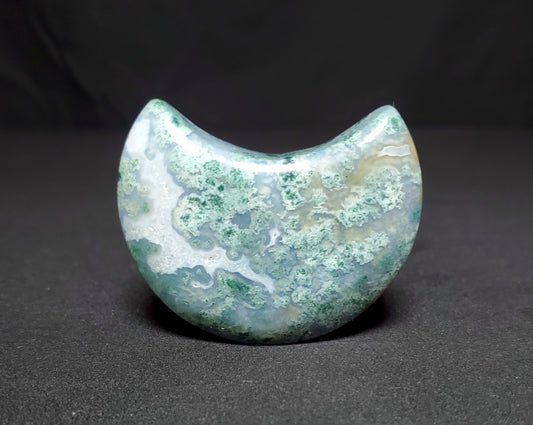 Moss Agate Moon Carving