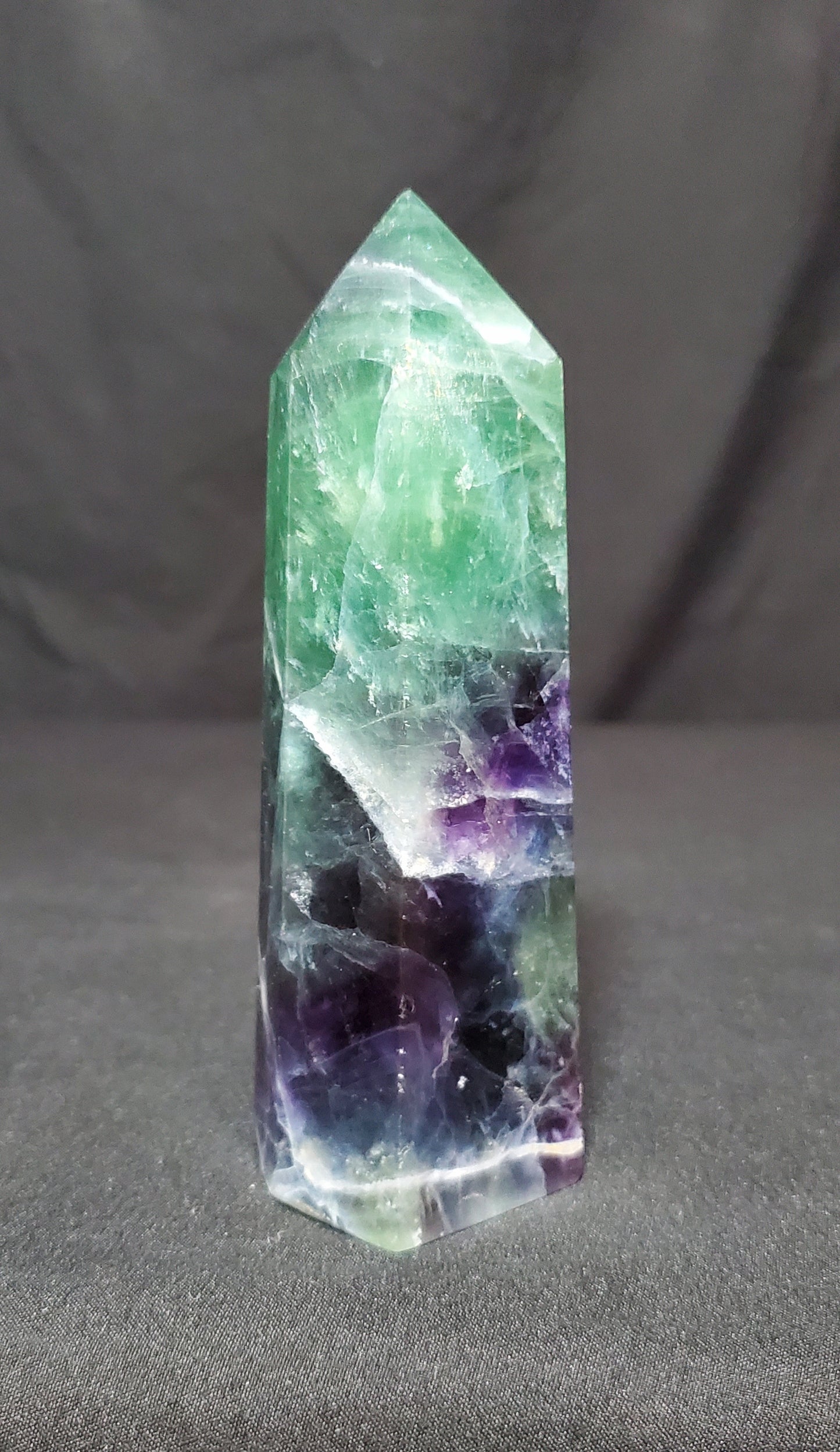 Green and Purple Fluorite Tower #